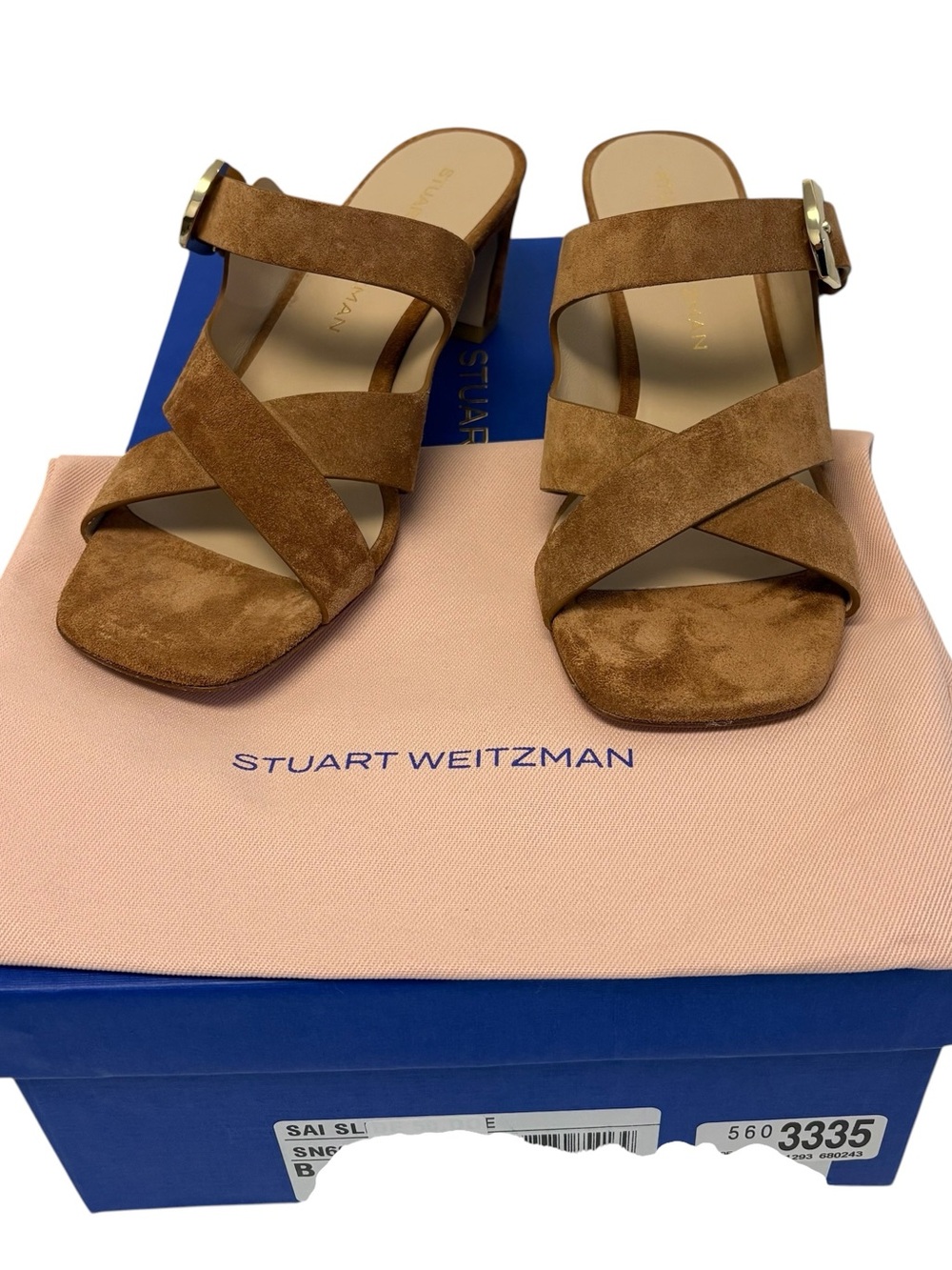 Stuart Weitzman Sai Slide 50 Doe Brown Suede Size 9.  Brand new. NWB - Picture 2 of 13